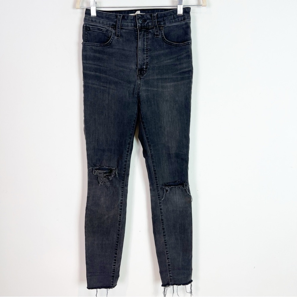 MADEWELL GRAY DISTRESSED CURVY HIGH RISE SKINNY JEANS WOMENS SZ 27